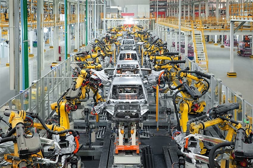 A automated care production line inside a factory