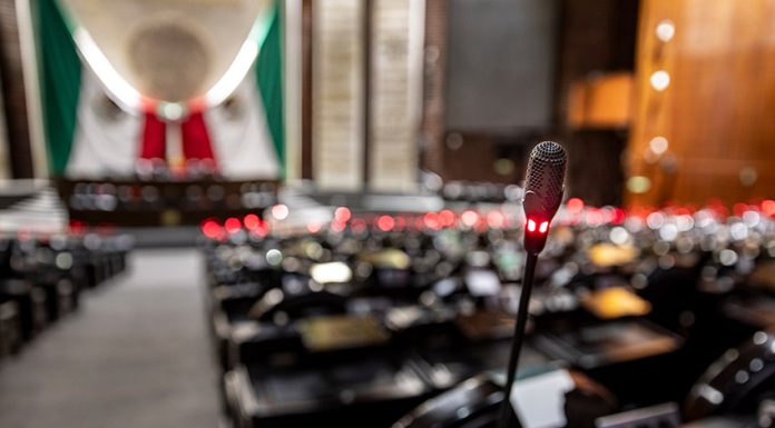 The Mexican Chamber of Deputies, the lower house of Mexico's Congress, in the San Lazaro Legislative Palace.
