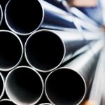 Steel tubes in closeup