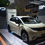 BYD electric vehicle on display