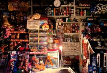 Store lit with a candle