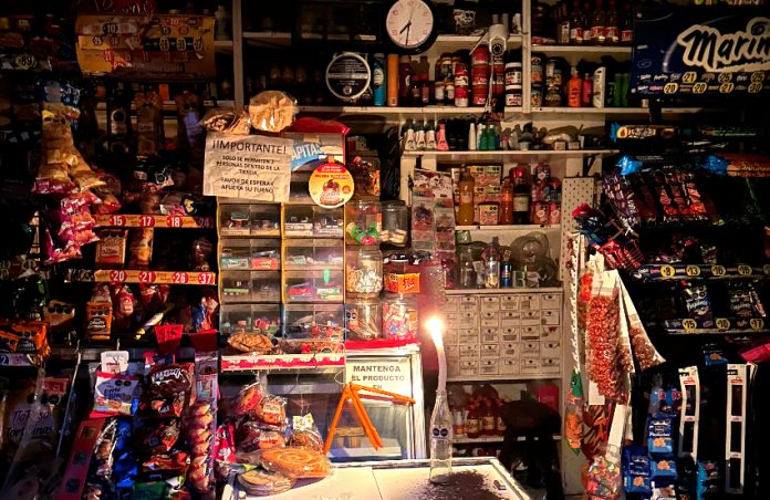 Store lit with a candle